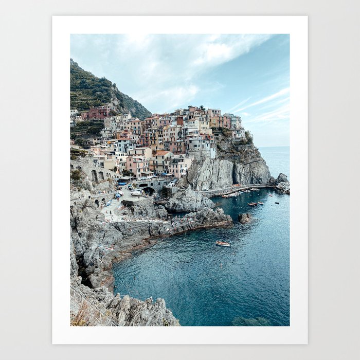 Manarola Pastel Houses Cinque Terre Italy Fine Art Travel Print | Amalfi Coast | Italy Art Print Art Print
