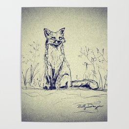 Sketchy Fox Poster