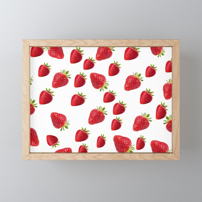 Strawberry Pattern  Framed Mini Art Print
