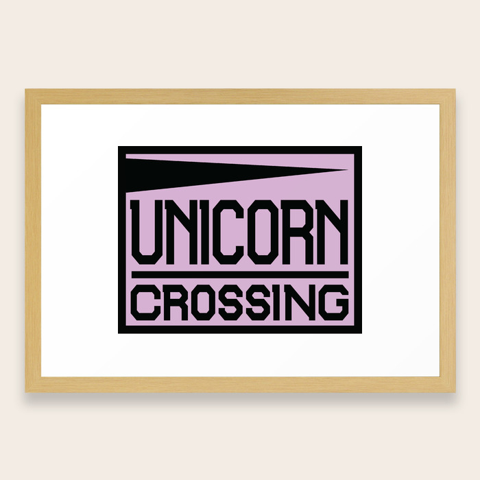 Unicorn Crossing Poster Sign Fantasy Framed Art Print By