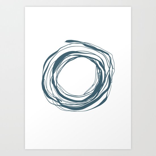 Abstract Line No.17 Teal blue Art Print
