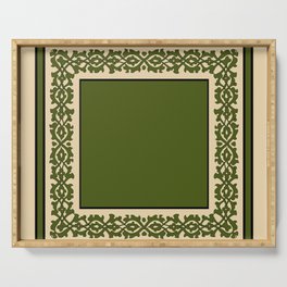 Oriental rug green and beige Serving Tray