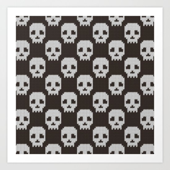 Knitted skull pattern Art Print