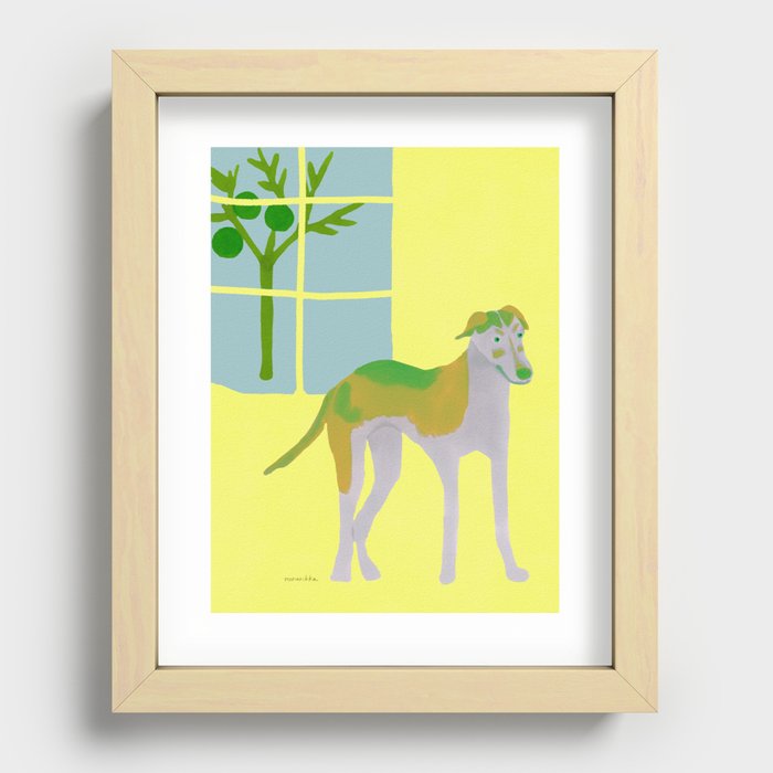 Dog in a Room - Green and Yellow Recessed Framed Print
