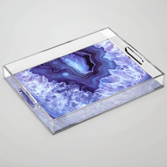 Periwinkle Blue Quartz Crystal Acrylic Tray
