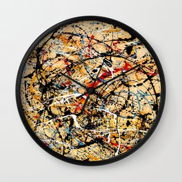 Jackson Pollock (American, 1912-1956) - Title: Number 20 - Date: 1949 - Style: Action painting - Period: Drip period - Genre: Abstract Expressionism - Medium: Enamel Paint on canvas - Digitally Enhanced Version (2000 dpi) - Wall Clock | Dripperiod, Splattercolorful, Jacksonpollock20, Number201949, Pollockartworks, Drippaintings, Enamelpaint, Pollock, Painting, Pollockmasterpiece 
