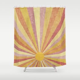 Shine On | Boho Sun Ray Design | Yellow and Pink Sunshine Illustration Shower Curtain