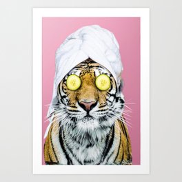 Tiger in a Towel Art Print