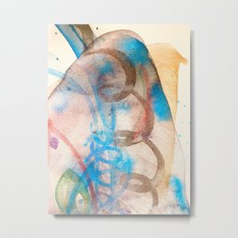 Vibes - Earth - Wild Metal Print | Painting, Grey, Pattern, Vibes, Earth, Watercolor, Energy, Water, Blue 