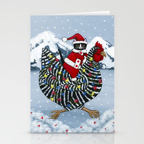 Christmas Chicken Ride Stationery Cards