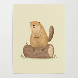 Beaver on a Log Poster