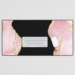 Pink & Gold Glitter Agate Texture 01 Desk Mat