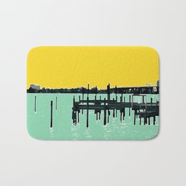 Jacksonville, Florida - modern bold photography print - Pier, dock, & skyline - St. John's river Bath Mat