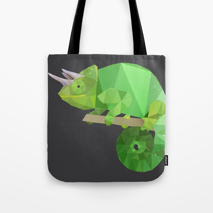 Low Poly Chameleon Tote Bag