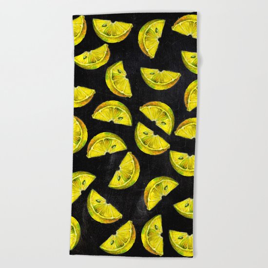 Lemon Slices Pattern Chalkboard Beach Towel