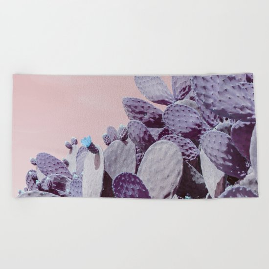 pink cactus Beach Towel