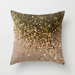 Sparkling Gold Brown Glitter Glam #1 (Faux Glitter) #shiny #decor #art #society6 Throw Pillow