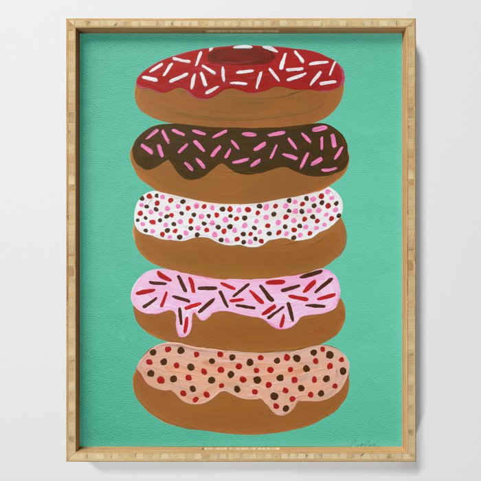 Stacked Donuts on Mint Serving Tray