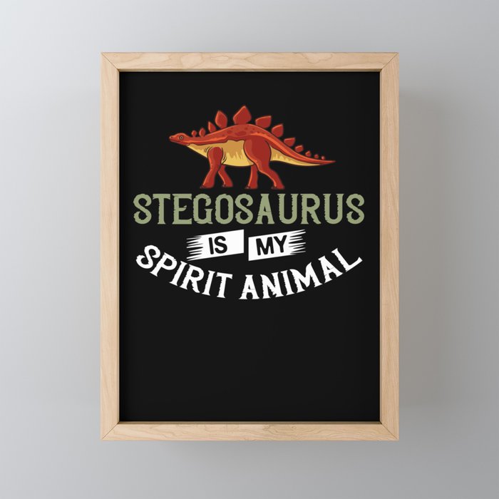 Stegosaurus Dinosaur Fossil Skull Skeleton Framed Mini Art Print