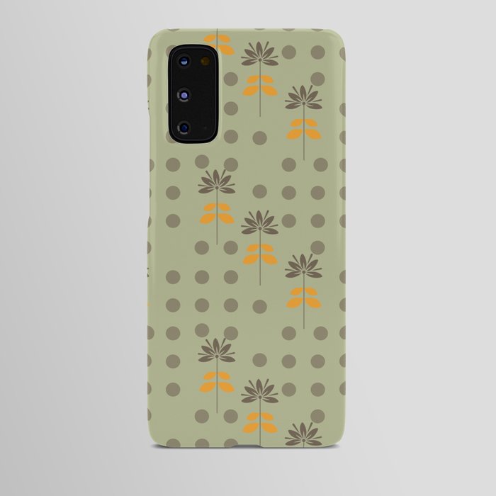 Retro Floral Sage Green Polka Dot Background Pattern Android Case