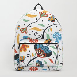painted-tropical-leaves-flowers-pattern Backpack
