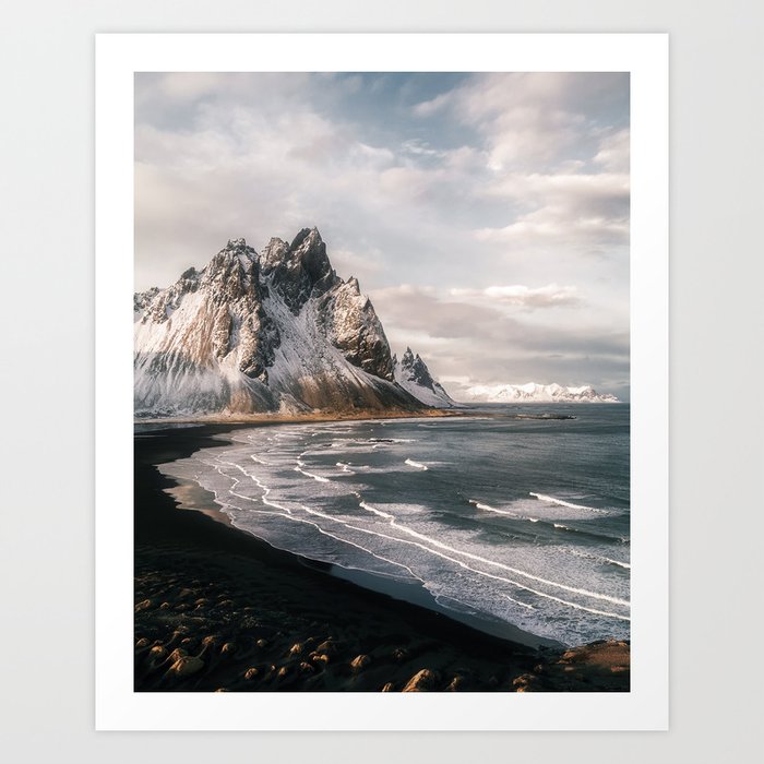 Stokksnes Icelandic Mountain Beach Sunset - Landscape Photography Art Print