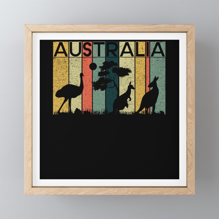 Retro Jump Kangaroo Australia Day Australian Framed Mini Art Print
