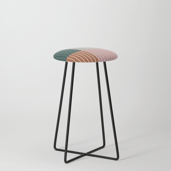 Color Block Line Abstract V Counter Stool