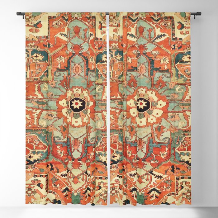 Heriz Vintage Persian Tribal Rug Print Blackout Curtain
