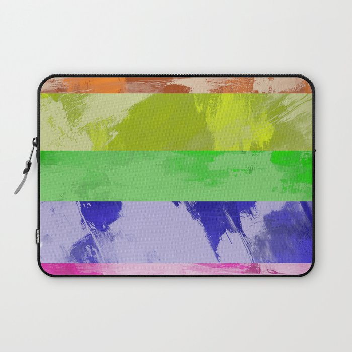 Rainbow Stripes - Abstract, textured, red, orange, yellow, green, blue, indigo, violet artwork Laptop Sleeve