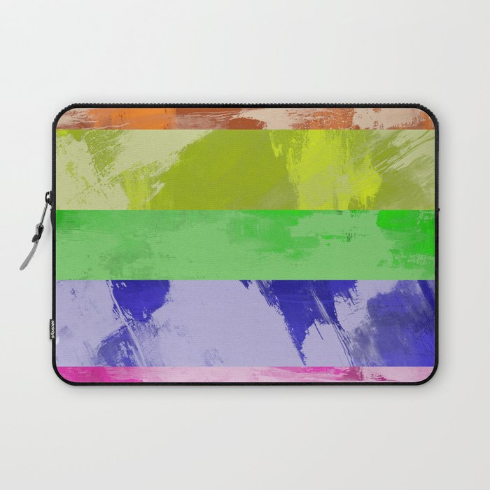Rainbow Stripes Abstract Textured Red Orange Yellow Green Blue Indigo Violet Artwork Laptop Sleeve