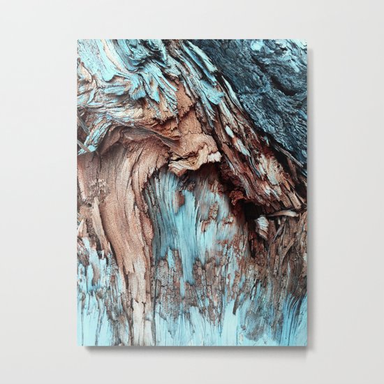 Mint Blue Wood Texture Metal Print
