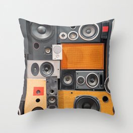 Retro music sound speakers Throw Pillow