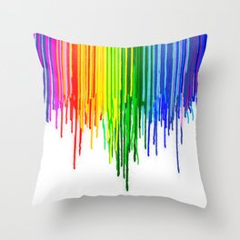 Rainbow Paint Drops on White Throw Pillow
