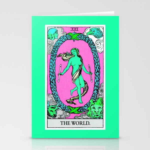 21. The World- Neon Dreams Tarot Stationery Cards
