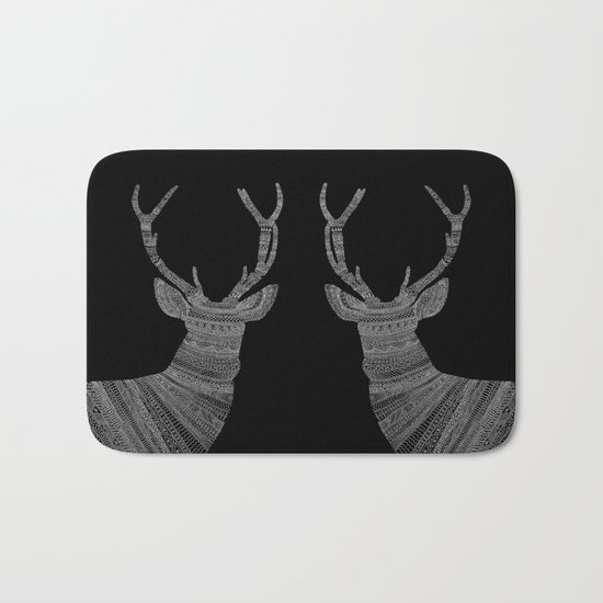 Stag / Deer (On Black) Bath Mat