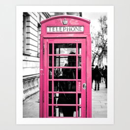 Pink Telephone Box Art Print