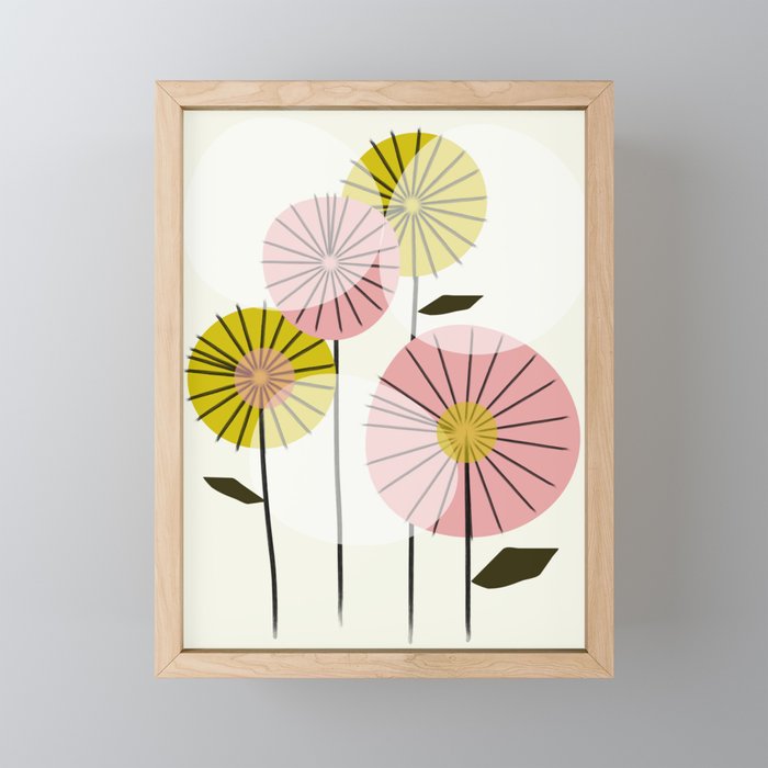 Abstract Summer Flowers Framed Mini Art Print