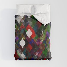 geometric pixel square pattern abstract background in red blue green Duvet Cover