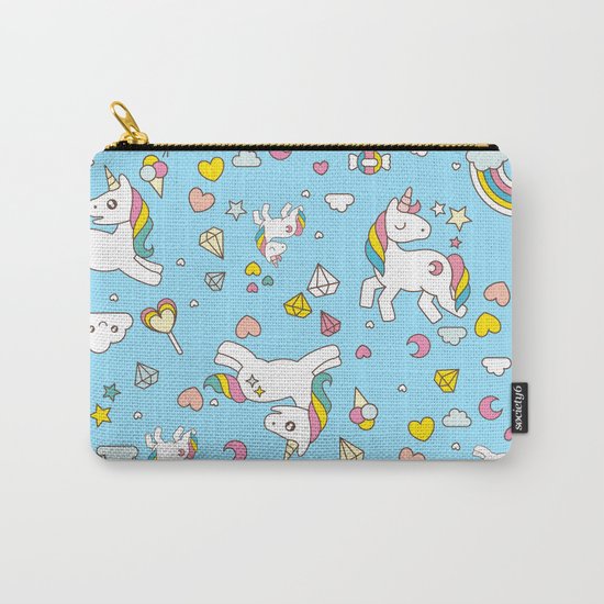 Unicorn Light Blue Pattern Carry-All Pouch