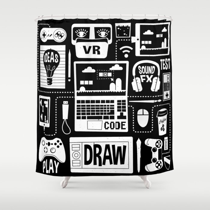 It's a Game Dev World Shower Curtain