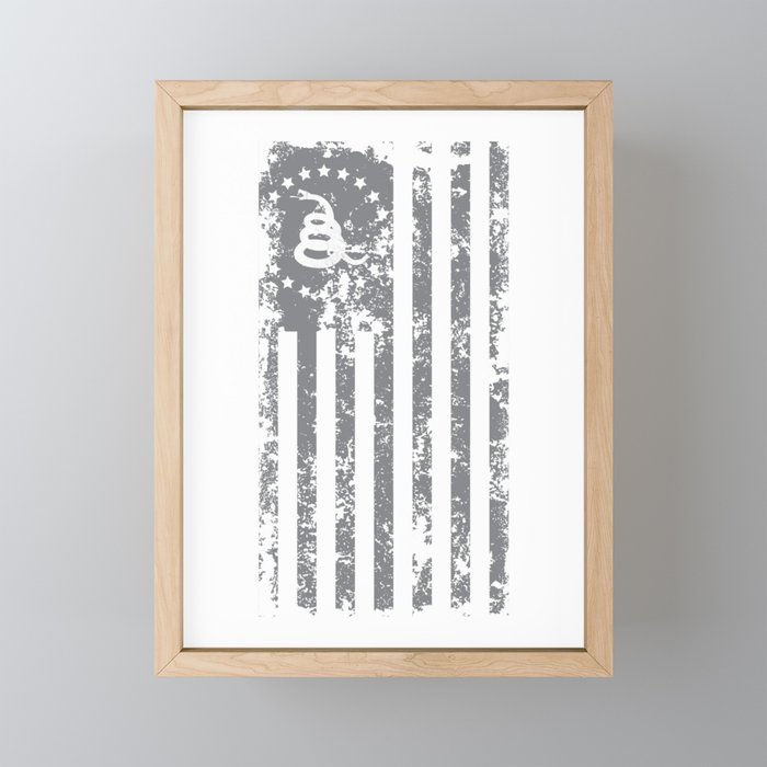 America USA Patriotic Vintage Gifts Gadsden Flag Snake Framed Mini Art Print