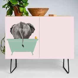 Baby Elephant in Bathtub in Pink Credenza