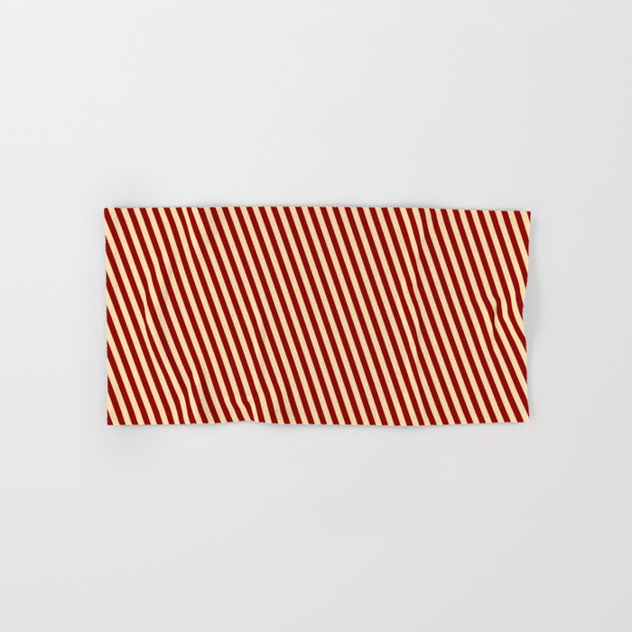 Dark Red & Tan Colored Stripes Pattern Hand & Bath Towel