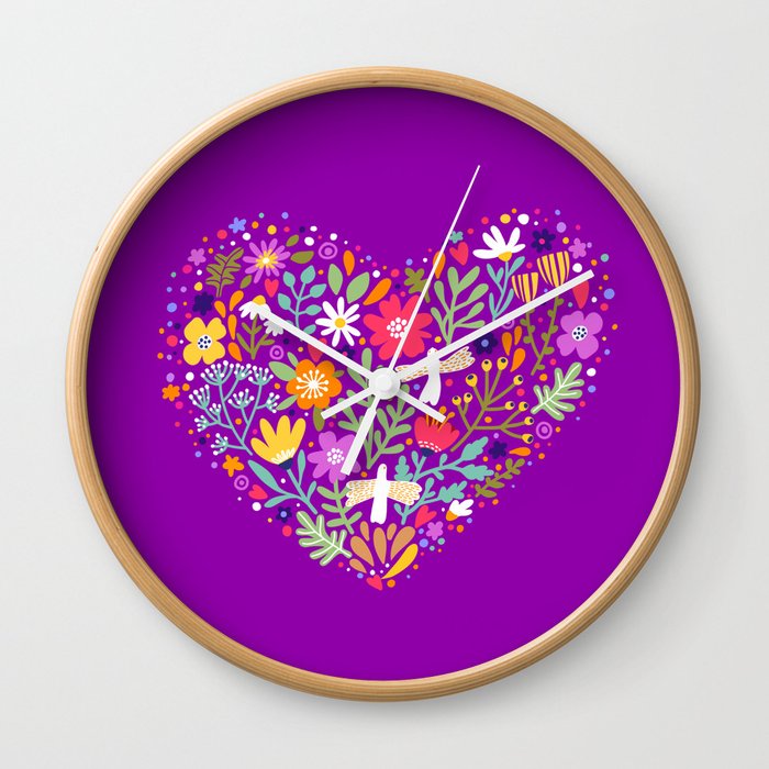 Beautiful floral cute heart. Love. Happy Valentine's Day Wall Clock