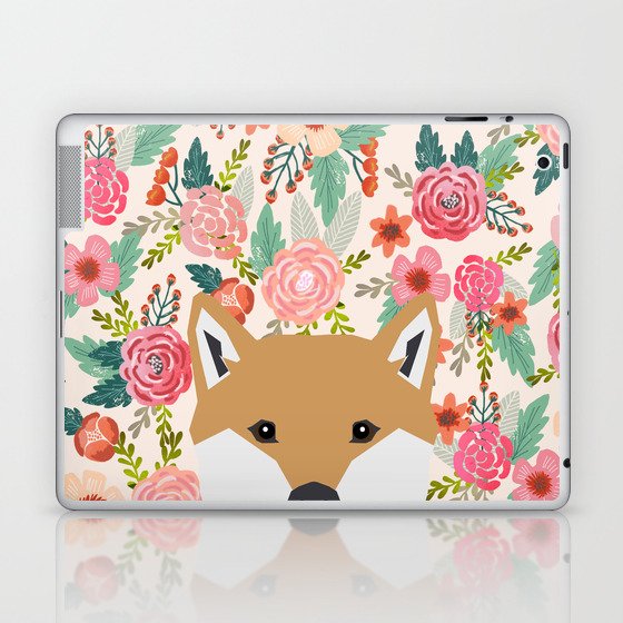 Shiba Inu floral dog face cute peeking shiba inus gifts Laptop & iPad Skin