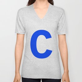 Letter C (Blue & White) V Neck T Shirt