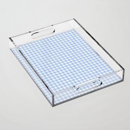 Gingham Plaid Pattern - Natural Blue Acrylic Tray