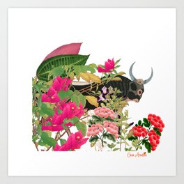 Mediterranean Bloom Spring Art Print | Graphicdesign, Pinkthrowpillows, Fauna, Flores, Bull, Casaarancia, Redflowers, Mediterraneanbull, Pinkflowers, Flowergarden 