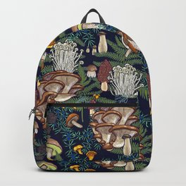 Dark mushroom forest Backpack | Ink, Digital, Fungus, Nature, Truffle, Pattern, Portobelo, Vegetarian, Vegan, Moss 
